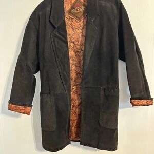Hunters Run Black small Suede Blazer Jacket with Ornate Paisley lining